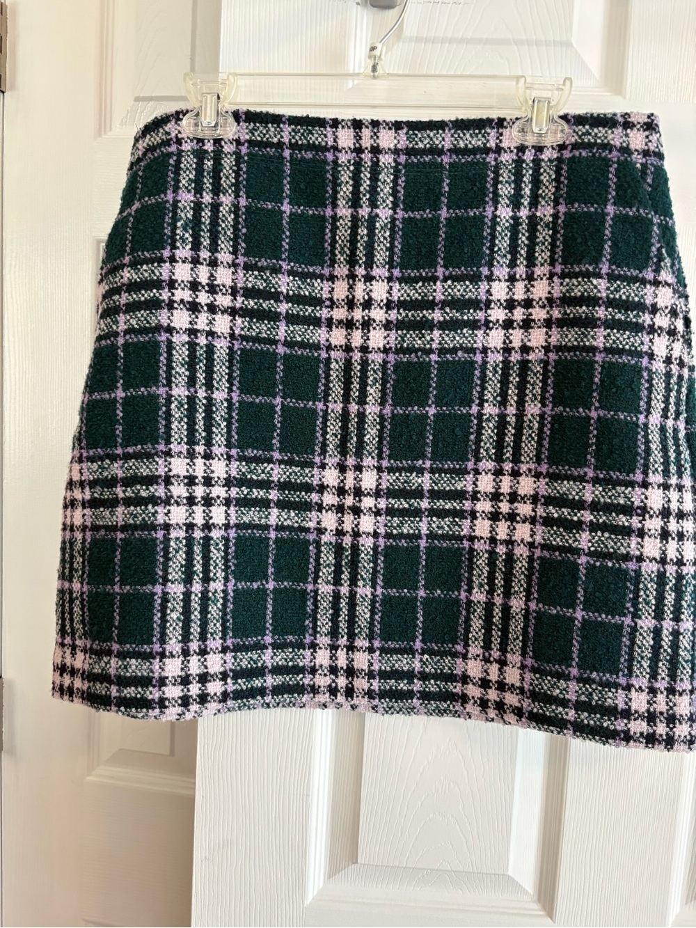 LOFT Green and Light Pink Plaid Mini Skirt- perfect for fall season!